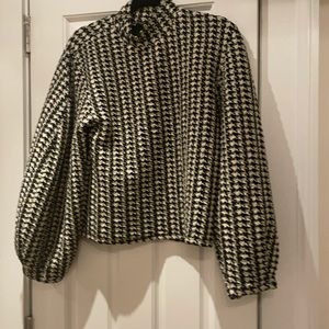 Zara houndstooth pouf sleeve sweater